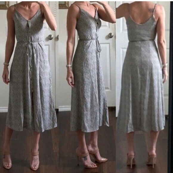 Sienna Sky Dress Black White Dot Dress Adjustable Spaghetti Strap Button Front L - Picture 12 of 12